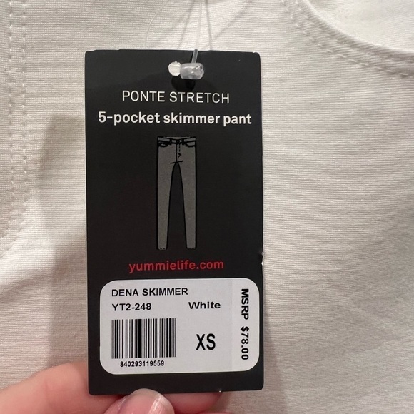 NWT!! Yummie by Heather Thomson Dena Skimmer 5 pocket pant. Size XS. White. - Picture 3 of 8